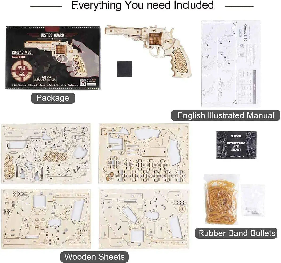 Wooden Gun Puzzle Assembly