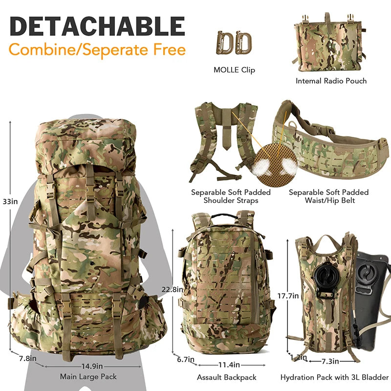 Military Large Backpack with Hydration Pack