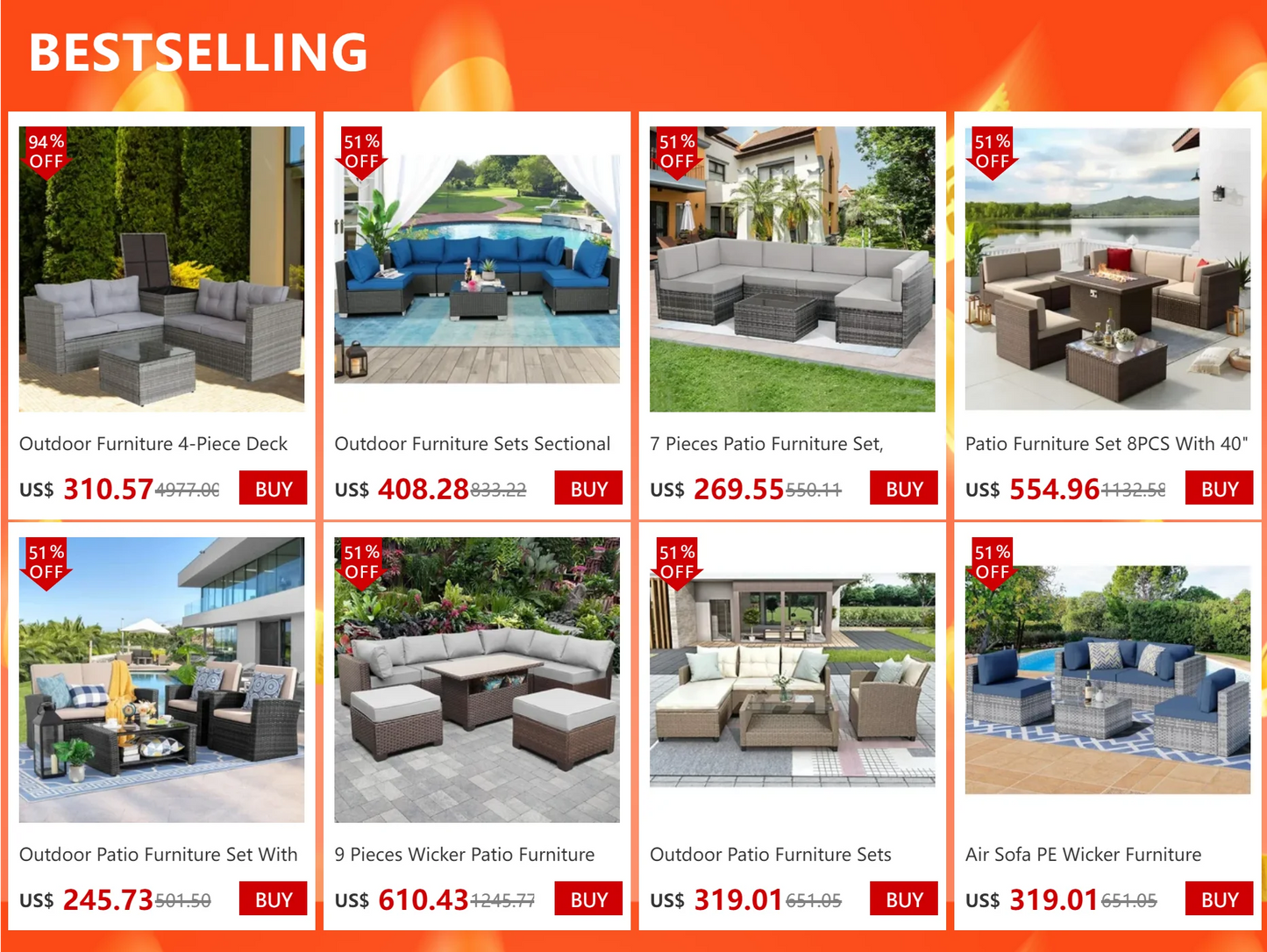 7 Pieces Patio Furniture Set