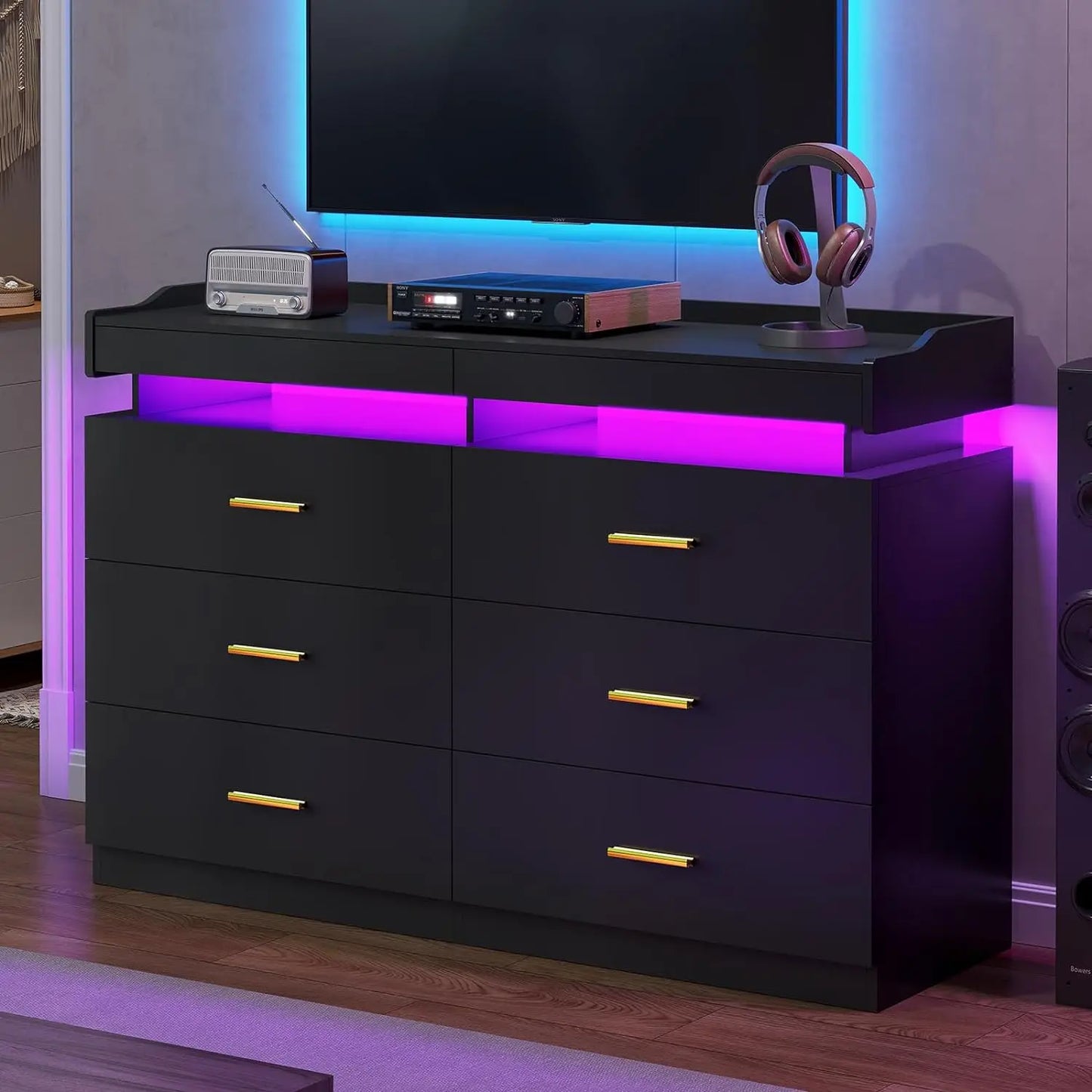 Modern Dresser 9 Drawer with LED