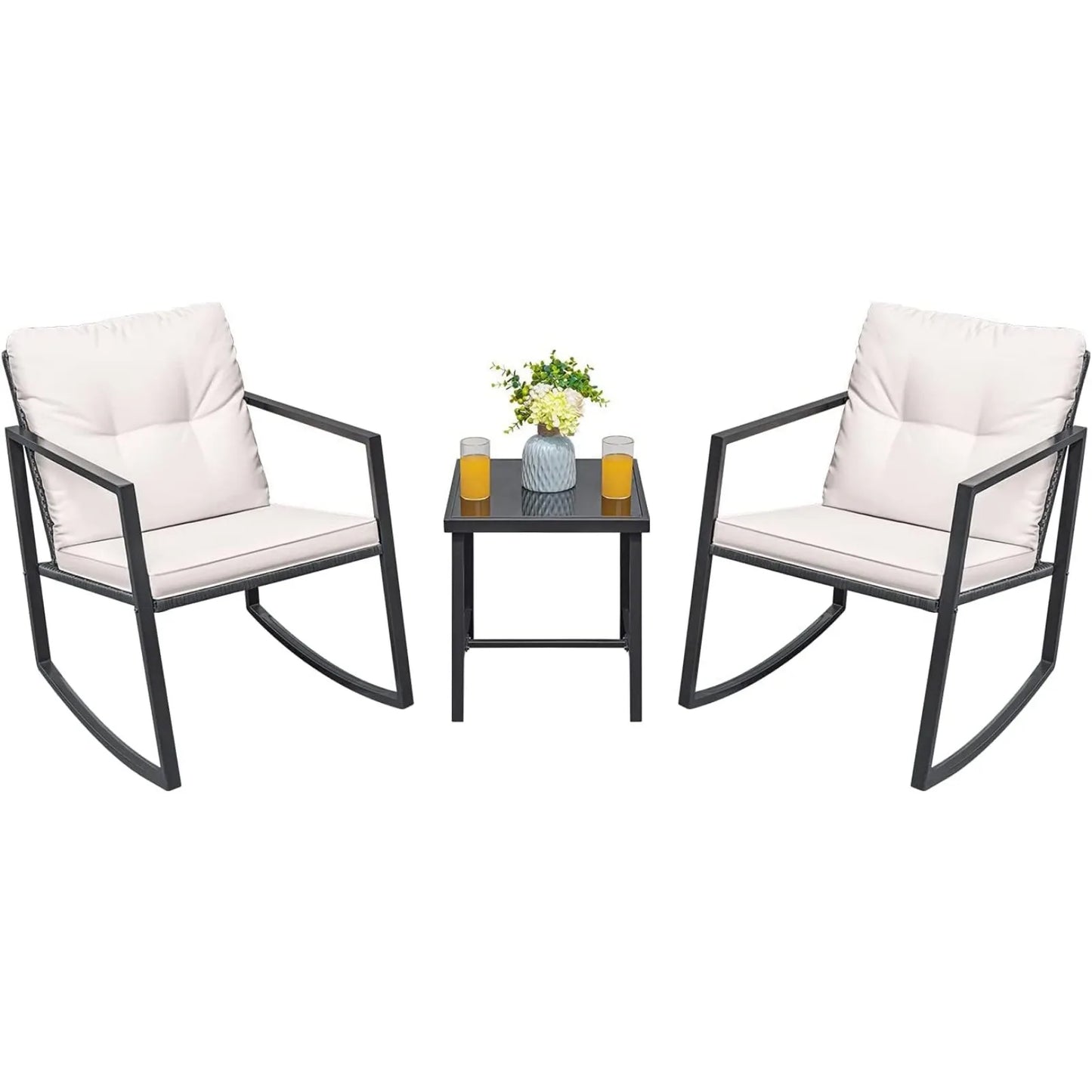 3 Pieces Rocking Wicker Bistro Set