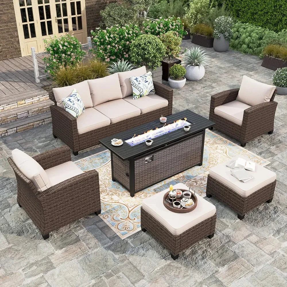 Patio Furniture Set with Fire Pit Table