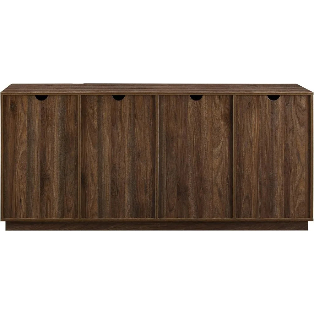 Walker Edison Liss Contemporary 4-Door Minimalist Sideboard, 70 Inch, Dark Walnut