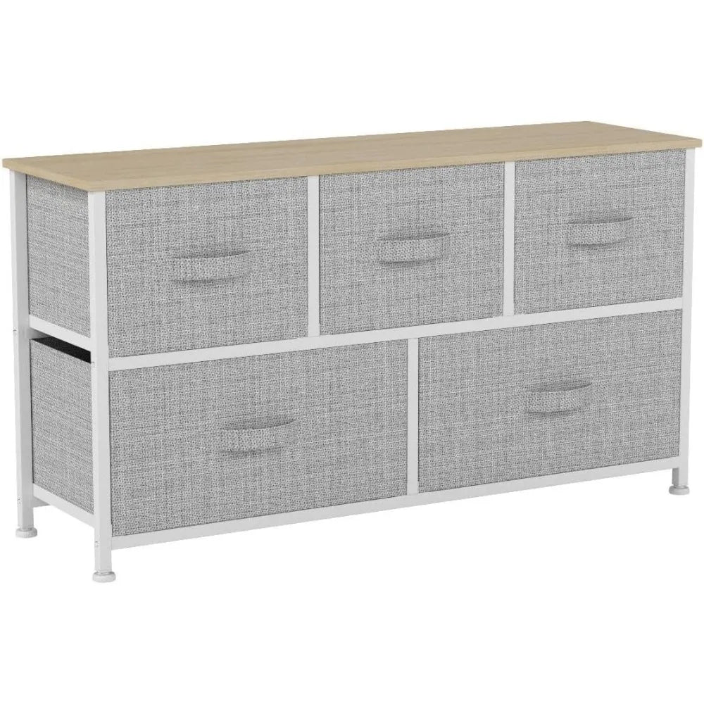 5 Drawer Dresser - Fabric Storage Tower