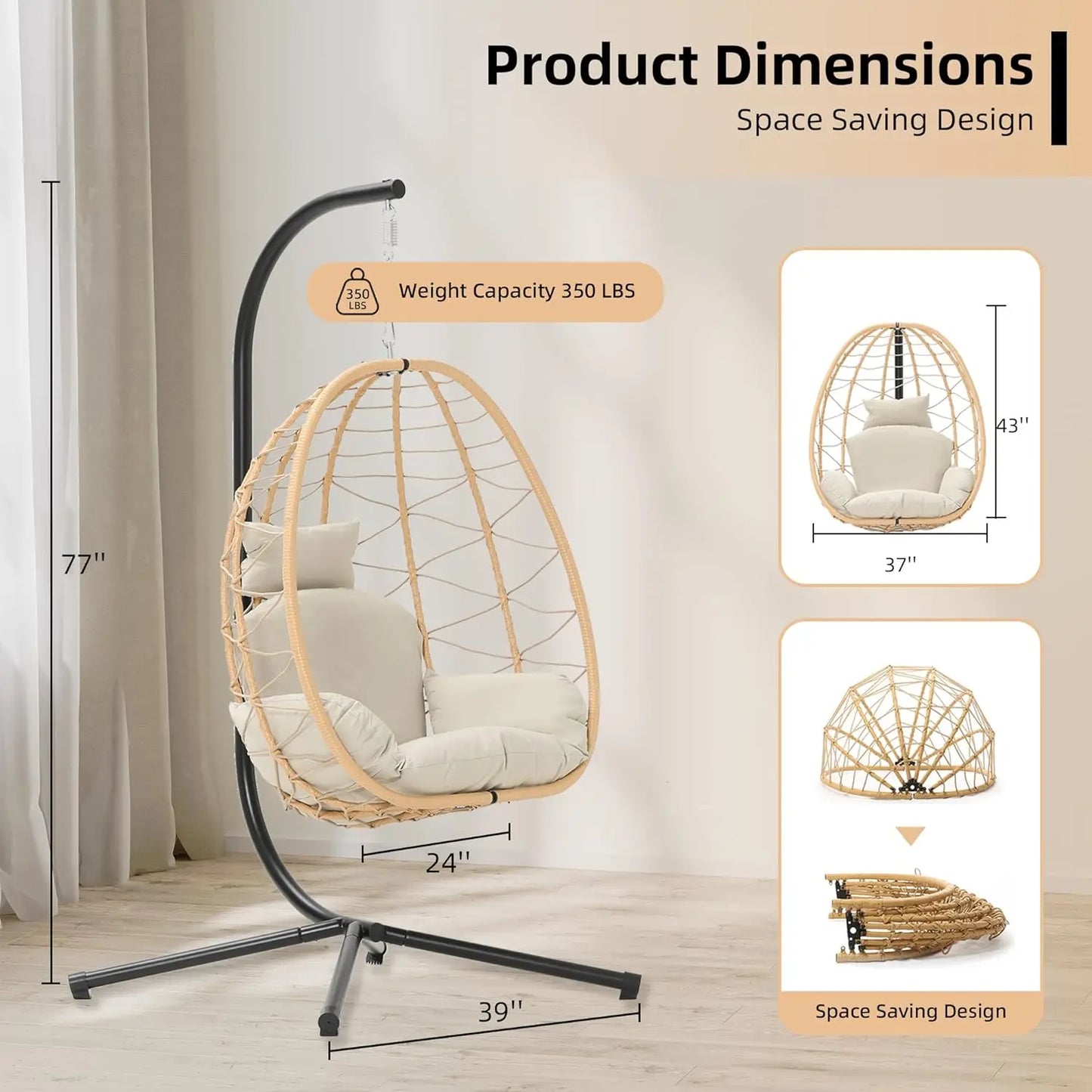 Egg Chair with Stand, Hammock Hanging Chair