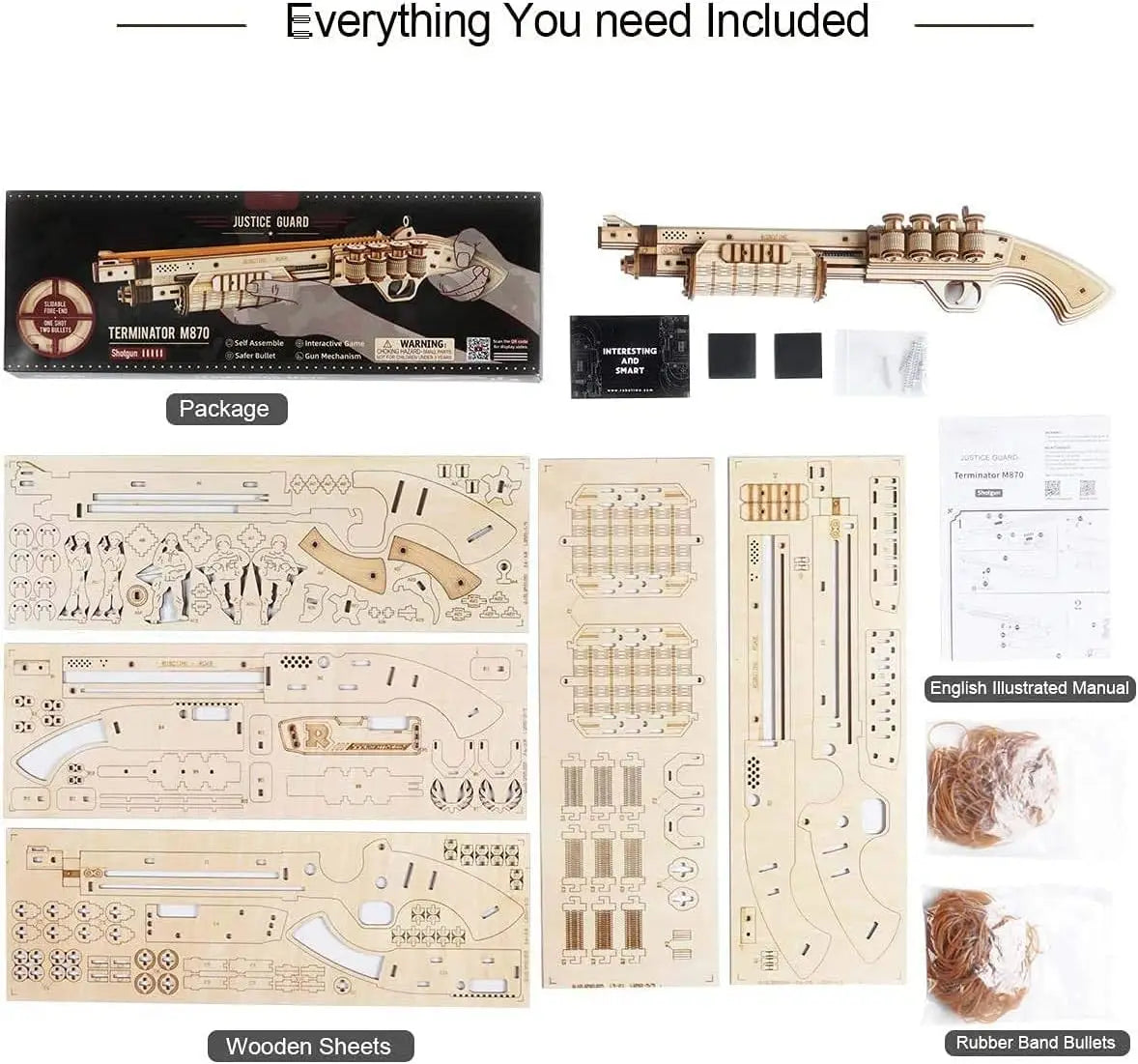 Wooden Gun Puzzle Assembly