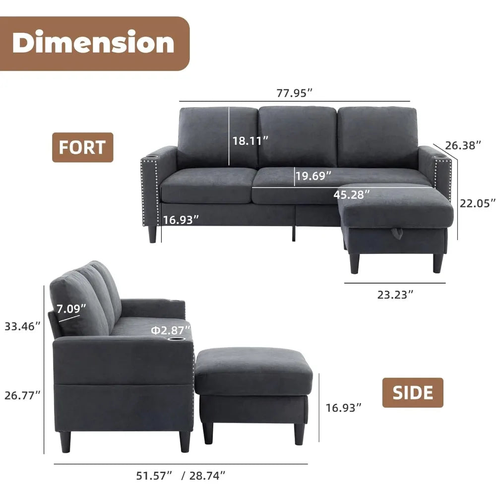 Convertible Sectional Couches for Living Room,