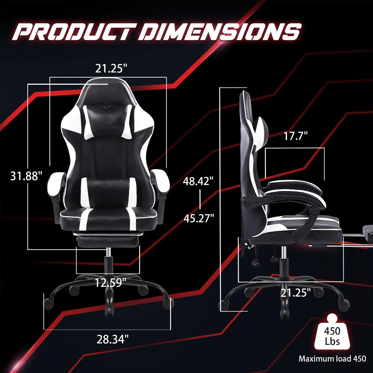 Ergonomic Gaming Chair with Footrest