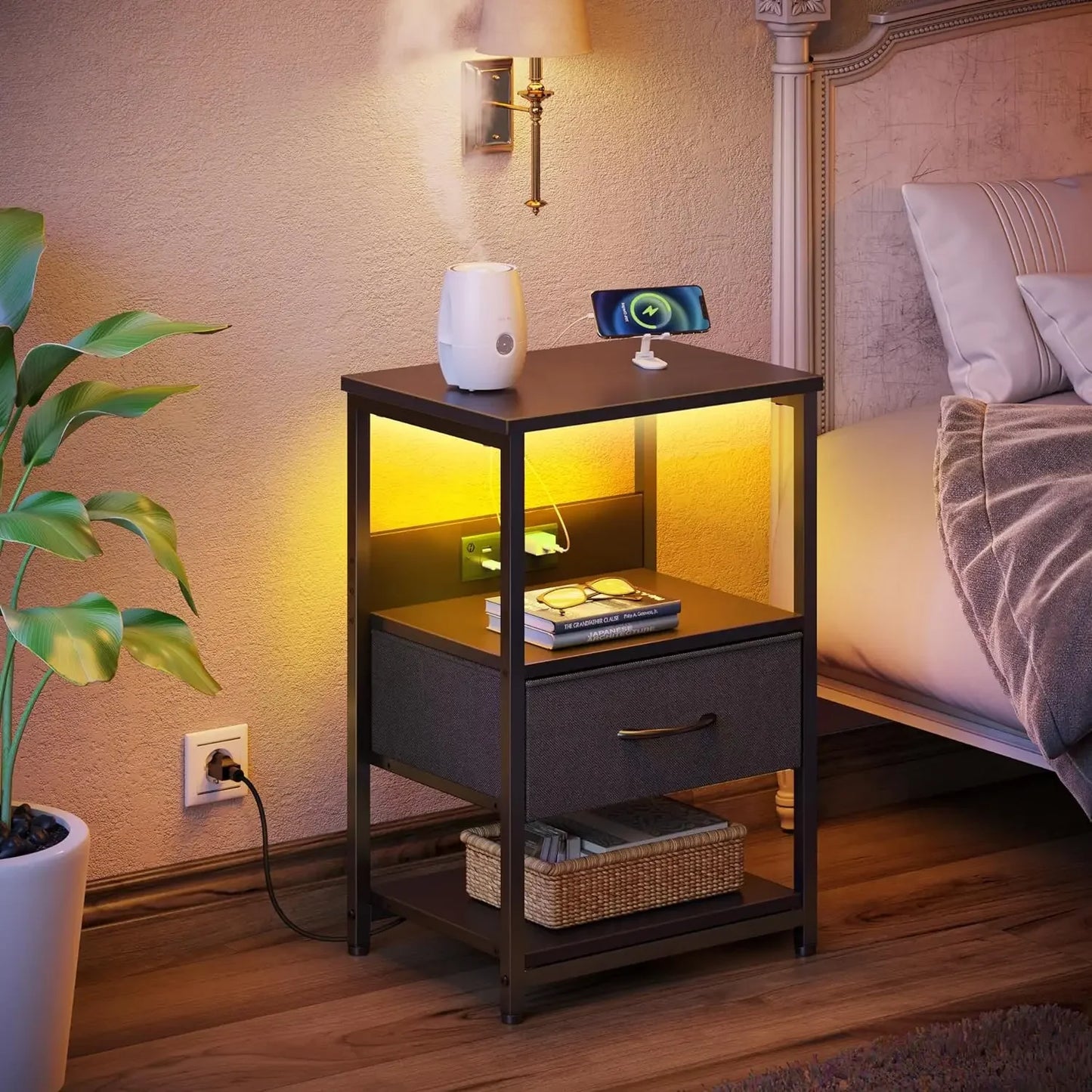 Nightstand with Charging Station,