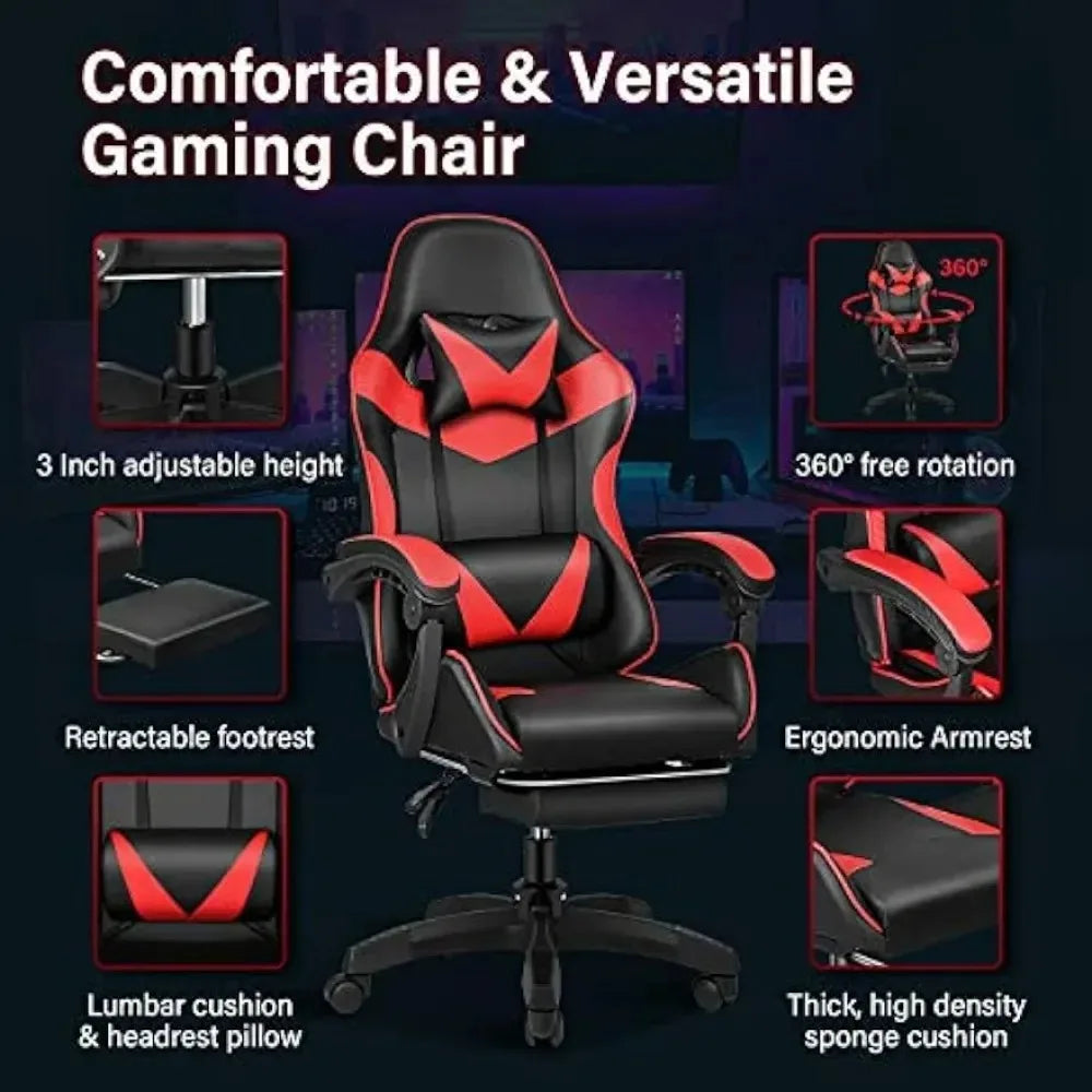 Gaming Chair, Backrest and Seat Height Adjustable Swive