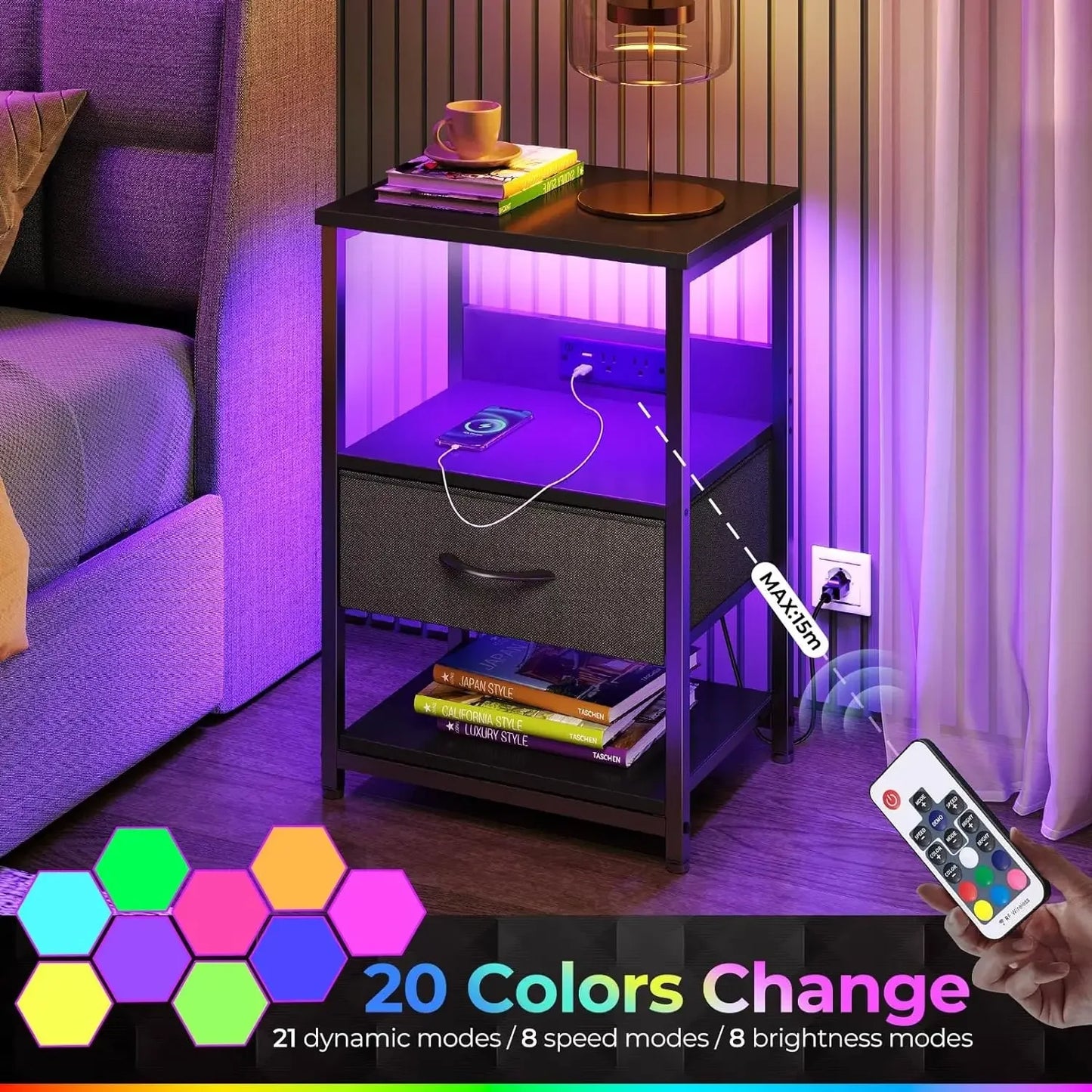 Nightstand with Charging Station,