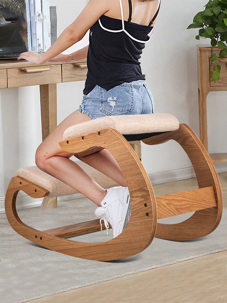 VEVOR Ergonomic Rocking Wooden Kneeling Chair